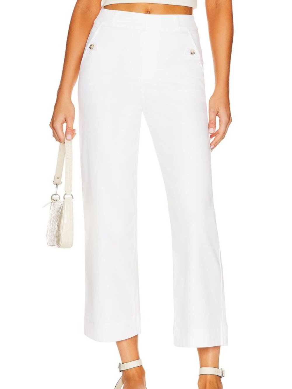 NEW NWT SPANX - Stretch Twill Cropped Shaping Wide Leg Pant White Women's Sz SP